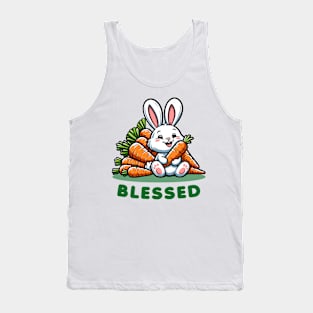 Cute Bunny Rabbit Blessed T-Shirt, Carrots Graphic Tee, Animal Lover Gift, Soft Casual Apparel, Unisex Clothing Tank Top